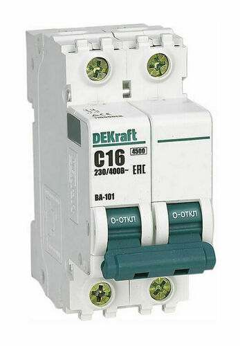 Автоматический выключатель DEKraft ВА-101 2P 13А (B) 4.5кА, 11208DEK