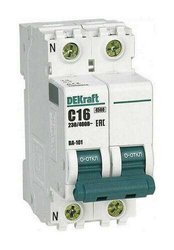 Автоматический выключатель DEKraft ВА-101 1P+N 16А (C) 4.5кА, 11182DEK