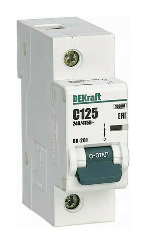 Автоматический выключатель DEKraft ВА-201 1P 125А (D) 10кА, 13029DEK