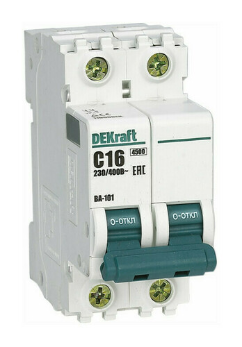 Автоматический выключатель DEKraft ВА-101 2P 4А (B) 4.5кА, 11205DEK