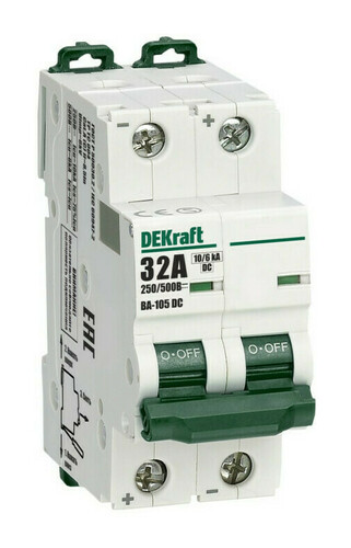 Автоматический выключатель DEKraft ВА-105 2P 32А (C) 10кА, 13394DEK