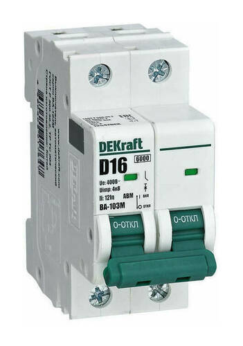 Автоматический выключатель DEKraft ВА-103M 2P 6А (C) 6кА, 12509DEK