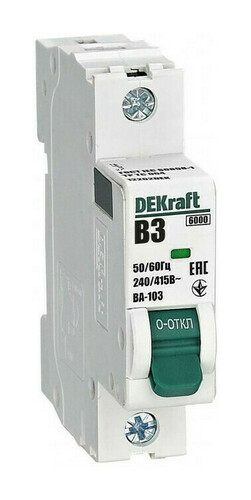 Автоматический выключатель DEKraft ВА-103 1P 3А (B) 6кА, 12202DEK