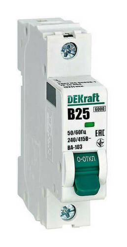 Автоматический выключатель DEKraft ВА-103 1P 25А (B) 6кА, 12211DEK