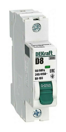 Автоматический выключатель DEKraft ВА-103 1P 8А (D) 6кА, 12334DEK