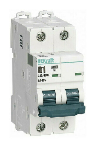 Автоматический выключатель DEKraft ВА-105 2P 1А (B) 10кА, 13112DEK
