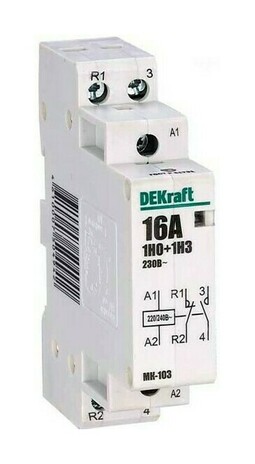 Модульный контактор DEKraft МК-103 4НЗ 16А 230В AC, 18056DEK