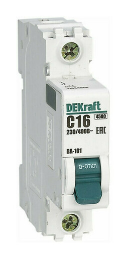 Автоматический выключатель DEKraft ВА-101 1P 13А (D) 4.5кА, 11156DEK