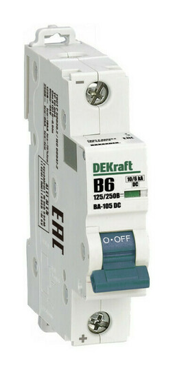 Автоматический выключатель DEKraft ВА-105 1P 6А (B) DC 10кА, 13353DEK