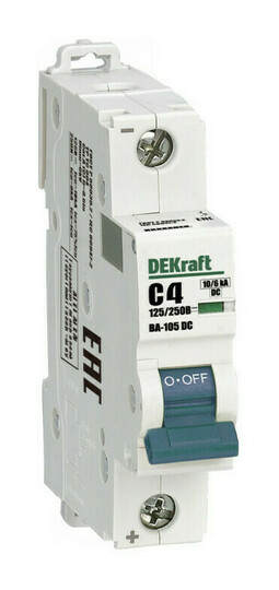 Автоматический выключатель DEKraft ВА-105 1P 4А (C) DC 10кА, 13376DEK