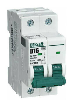 Автоматический выключатель без теплозащиты DEKraft ВА-103M 2P 6А (D) 6кА, 12545DEK